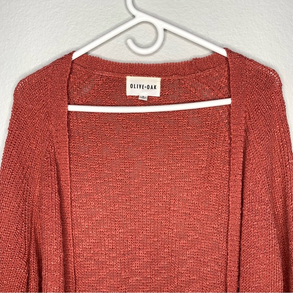Nordstrom Olive & Oak Bell Sleeve Open Front Knit Longline Cardigan Size Medium - Picture 5 of 6